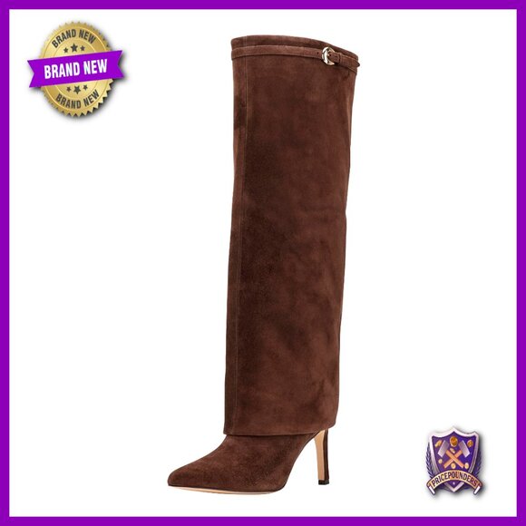 Knee High Boots with Stiletto Heel Pointed Toe Suede Upper